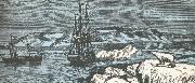 nordenskiolds fartyg vega ger salut,da det rundar asiens nordligaste udde kap tjeljuskin i augusti 1878, william r clark